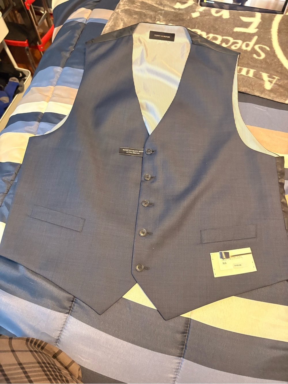 Tommy Hilfiger Men's Slate Blue Five-Button Dress Vest